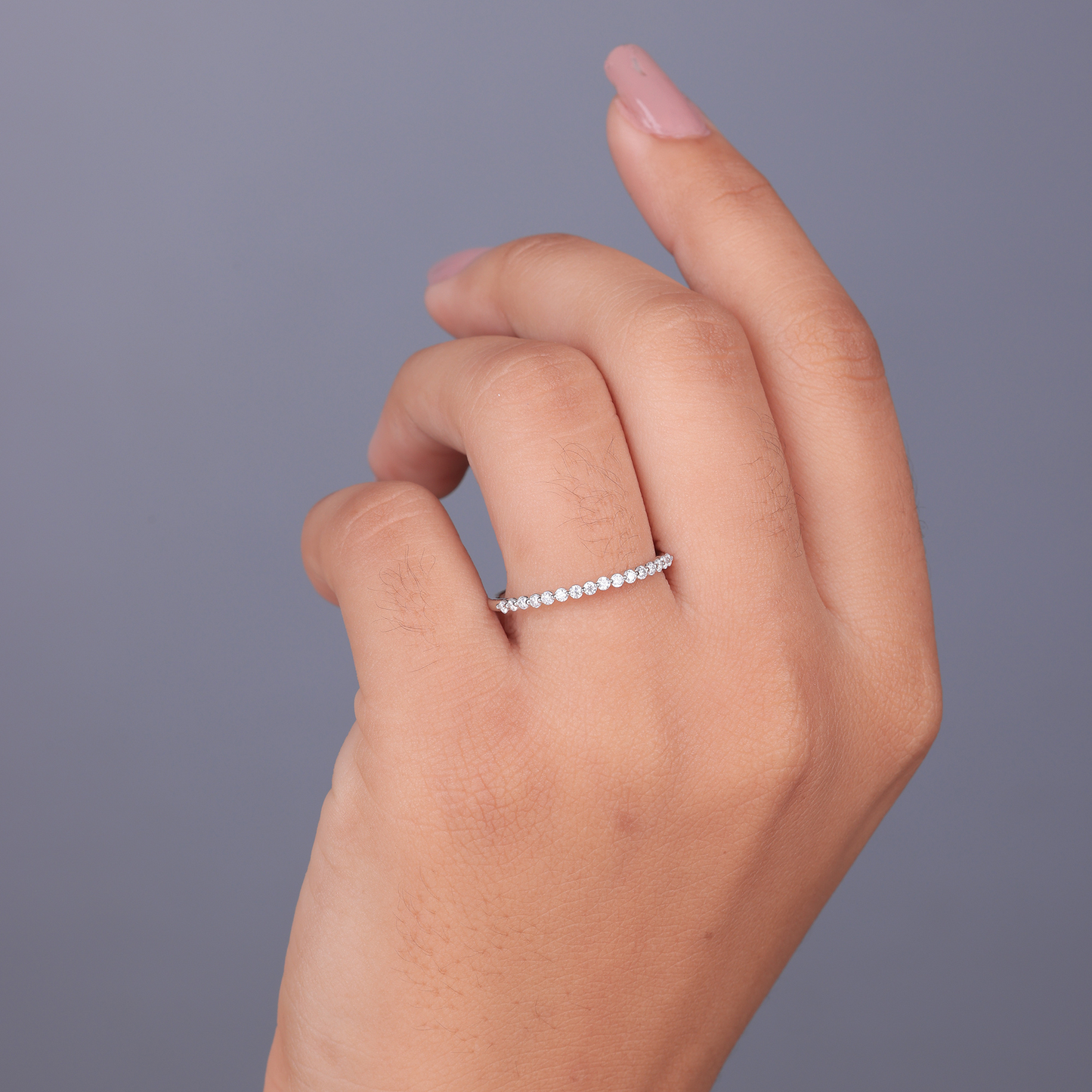 0.30TCW Round Brilliant Bubble Prong Moissanite Wedding Band - Ready to Ship