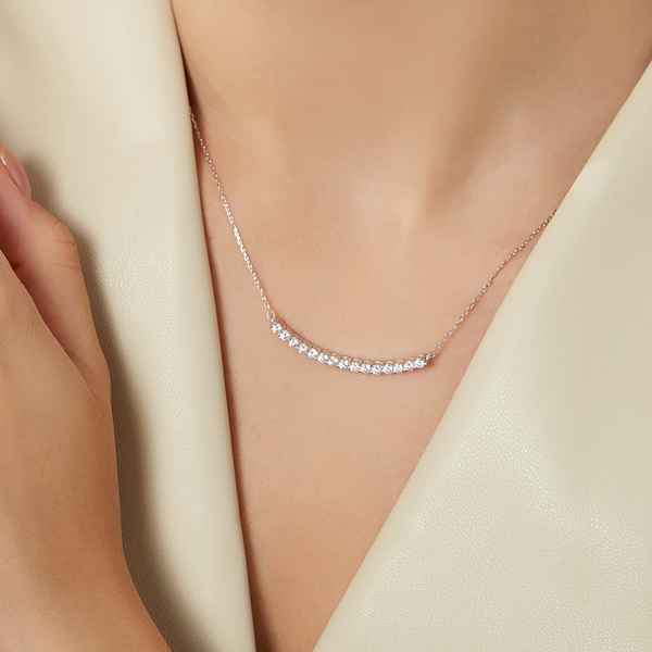 \Smiley\" Round Cut Diamond Moissanite Diamonds Necklace For Women"