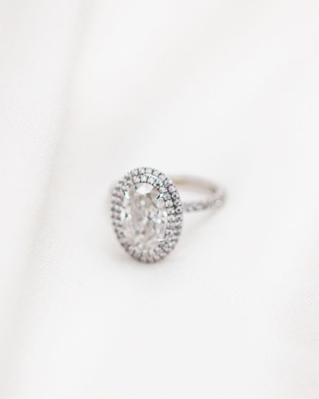 1.85 - 3.85 CT Oval Double Halo Moissanite Engagement Ring