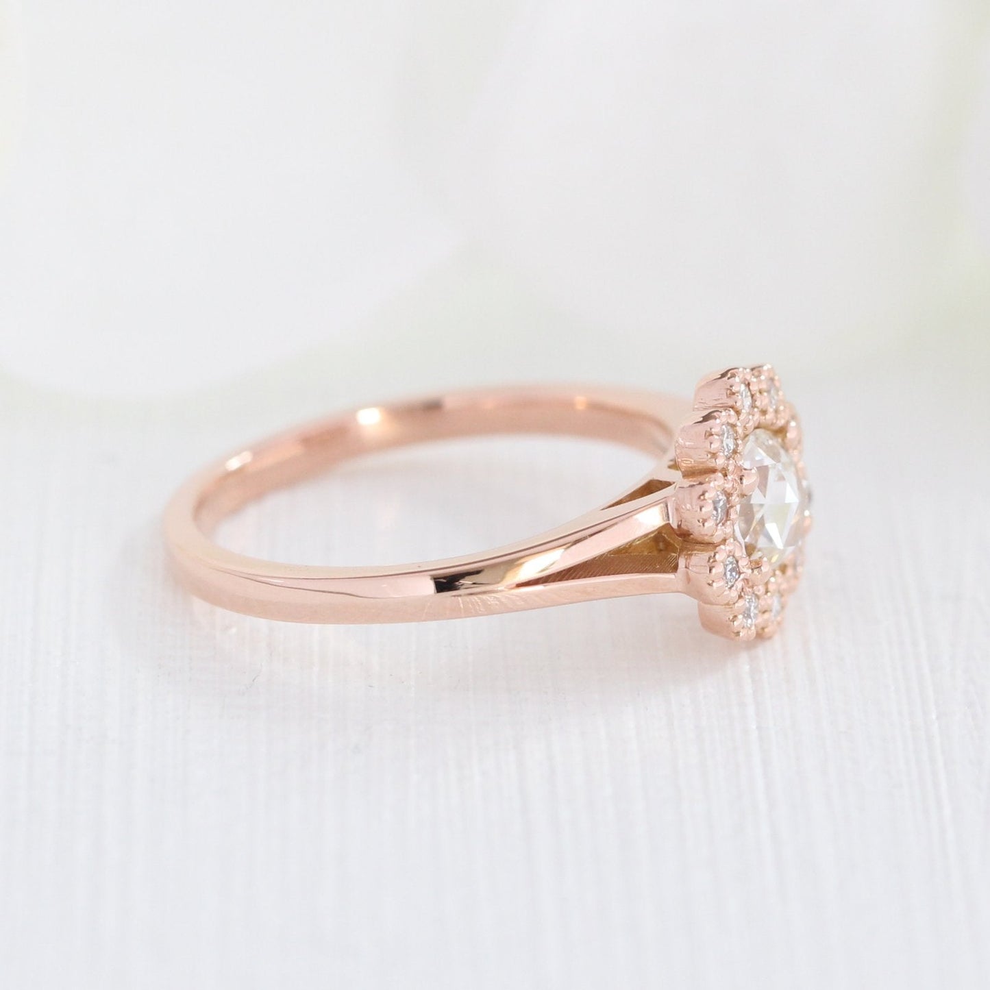 Round Cut Moissanite Ring With Diamond Band