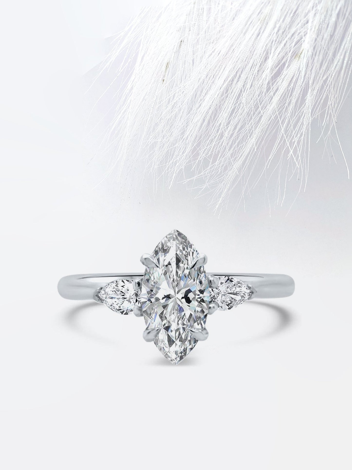 1.0CT Marquise Cut Three Stone Moissanite Diamond Engagement Ring For Women