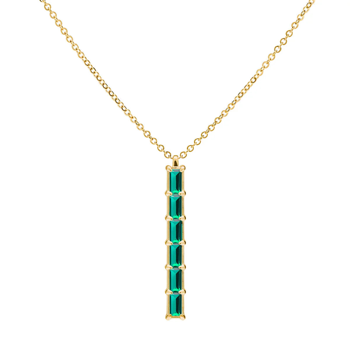 0.84TCW Baguette Cut Moissanite Diamond May Birthstone Necklace