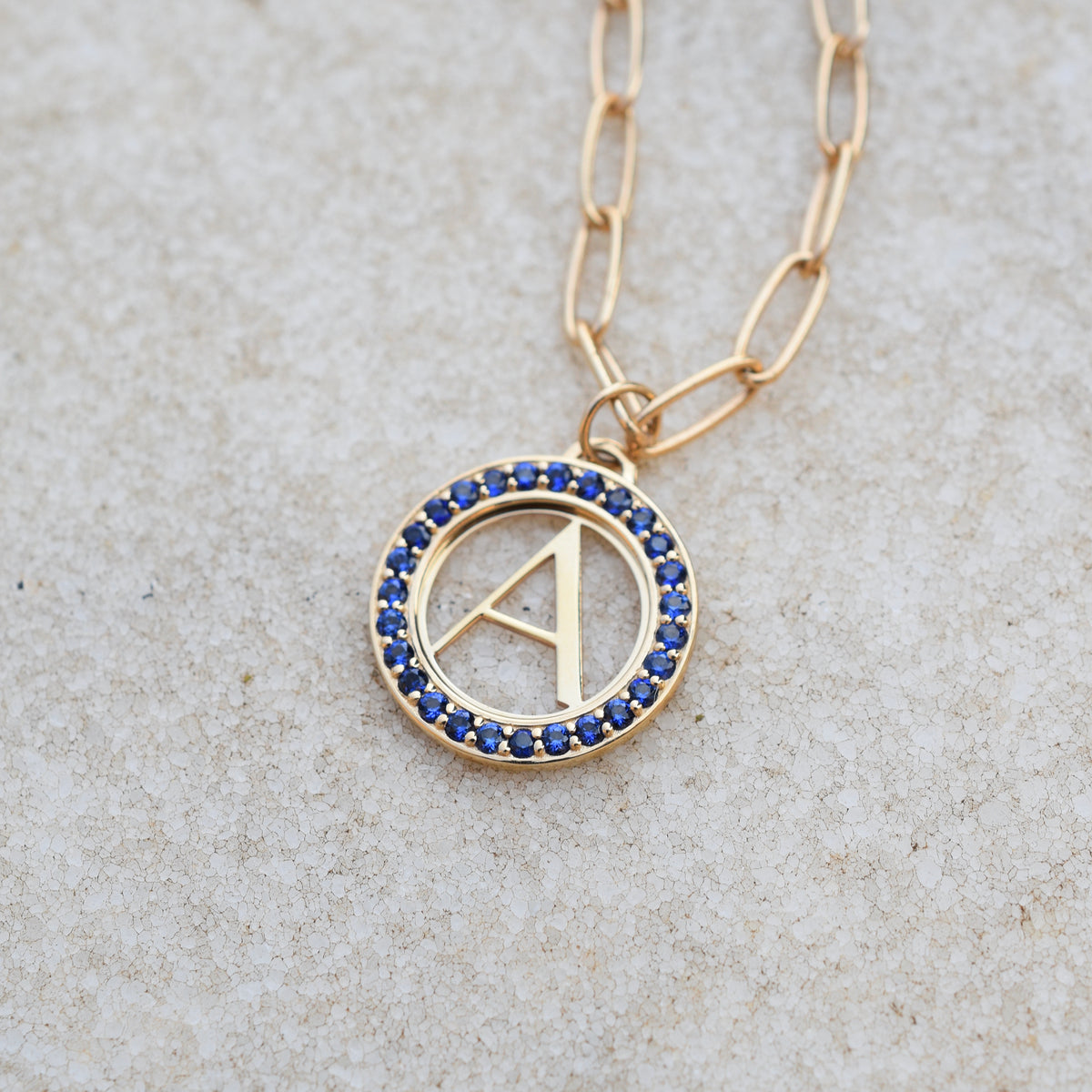 1.50TCW Round Sapphire Customized Moissanite September Birthstone Necklace