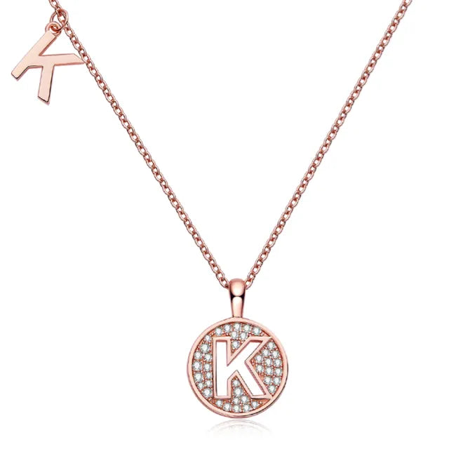 \ K \" Letter Moissanite Diamond Necklace for Women"