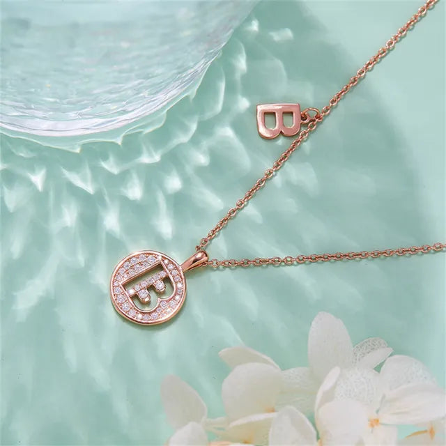\ B \" Letter Moissanite Diamond Necklace for Women"