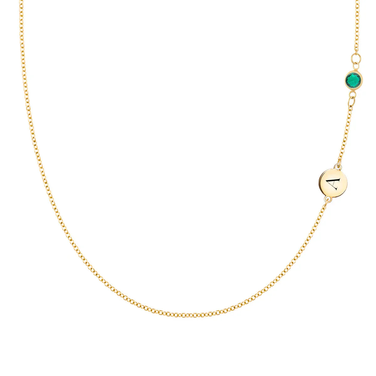 0.25CT Round Cut Customized Moissanite May Birthstone Necklace