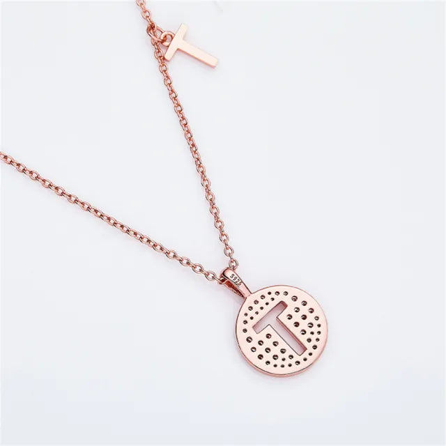 \ T \" Letter Moissanite Diamond Necklace for Women"