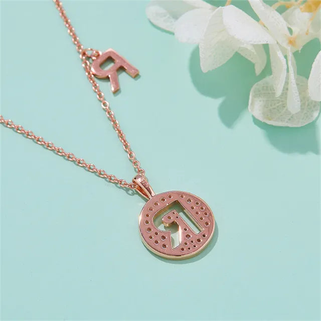 \ R \" Letter Moissanite Diamond Necklace for Women"