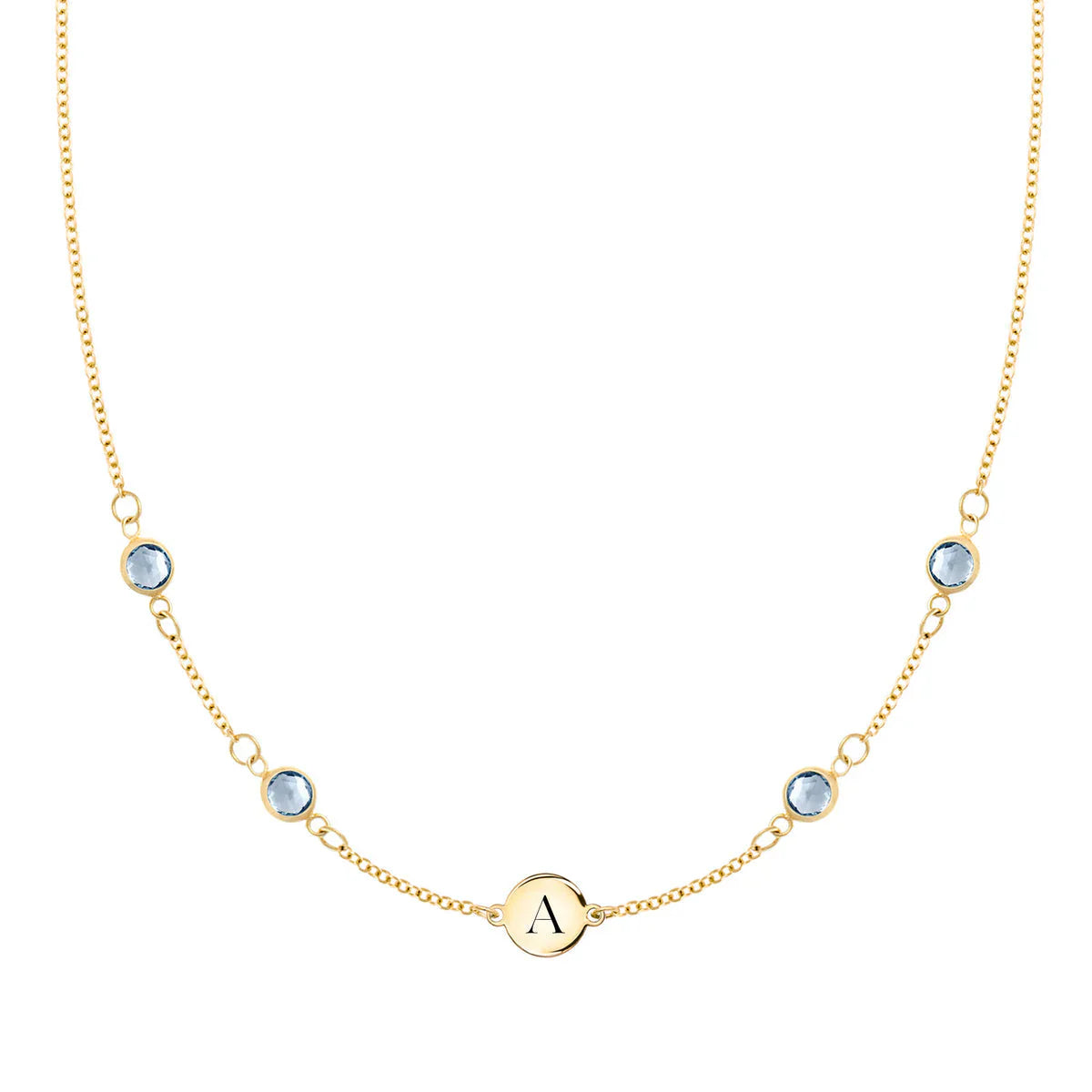 1.0TCW Round Cut Customized Moissanite March Birthstone Necklace