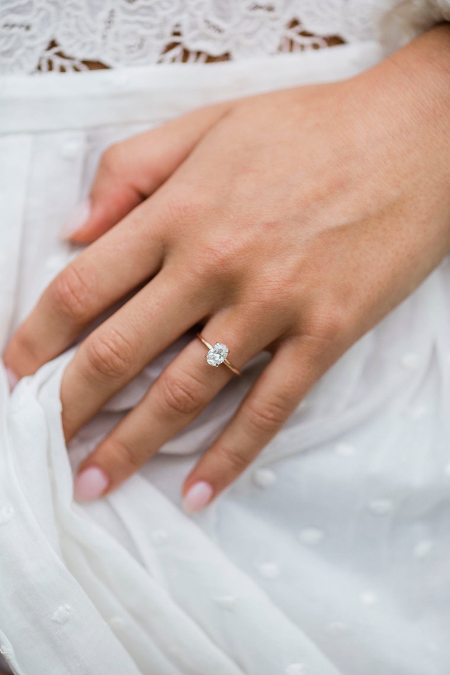 1.33CT Oval Hidden Halo Four Prong Moissanite Diamond Engagement Ring