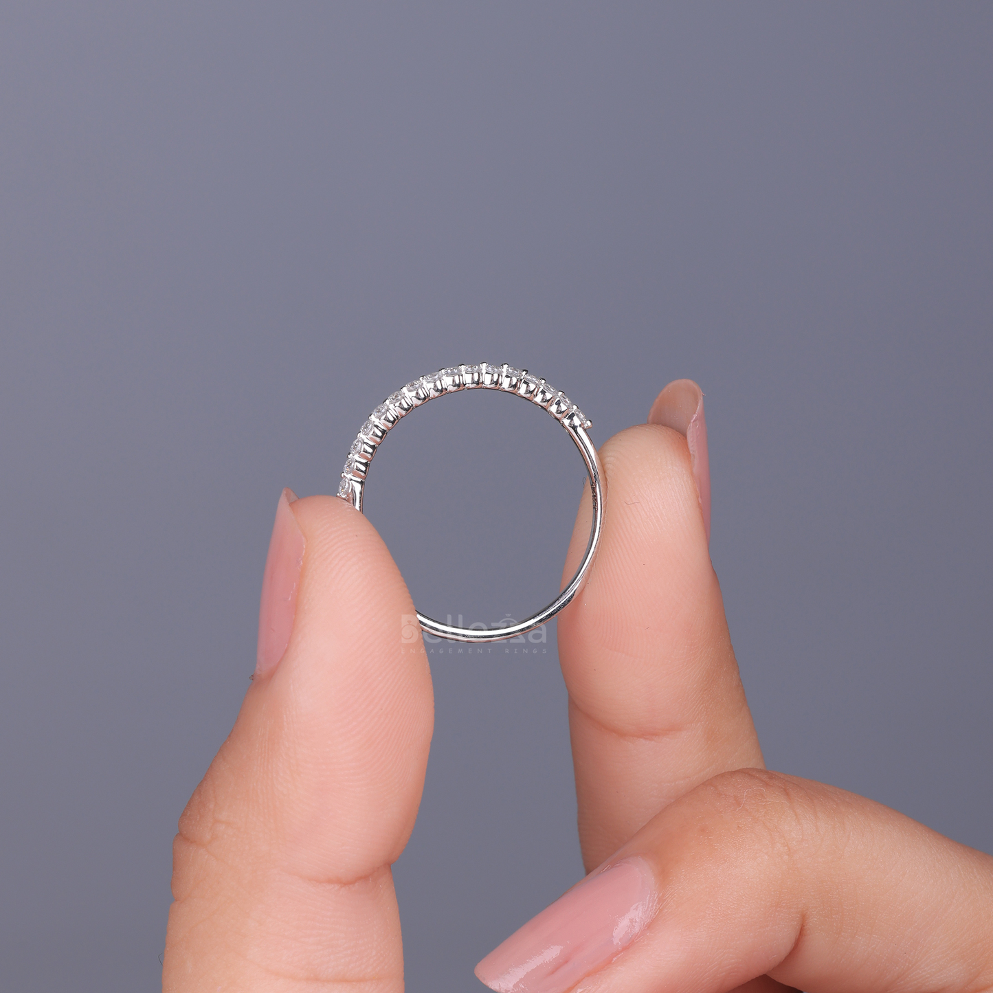 0.30TCW Round Brilliant Bubble Prong Moissanite Wedding Band - Ready to Ship