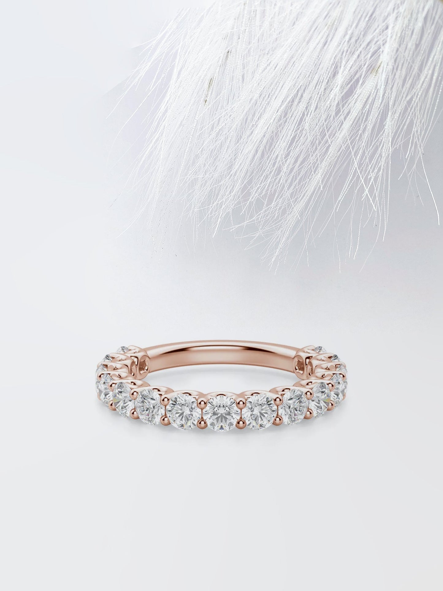 Round Cut Semi Eternity (3\\4) Diamond Wedding Band For Women