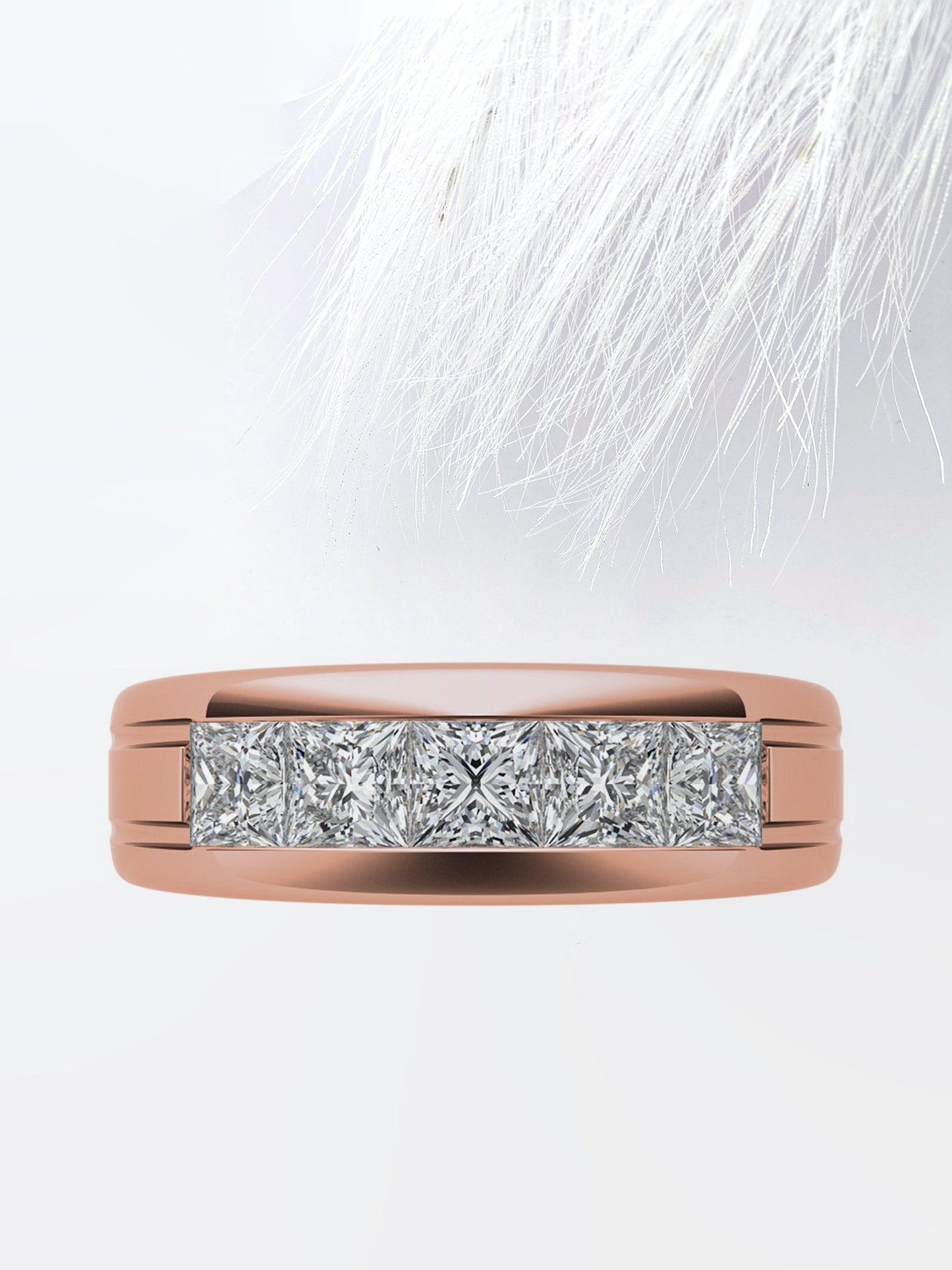 Princess Cut Five Stone Moissanite Men's Diamond Wedding Band