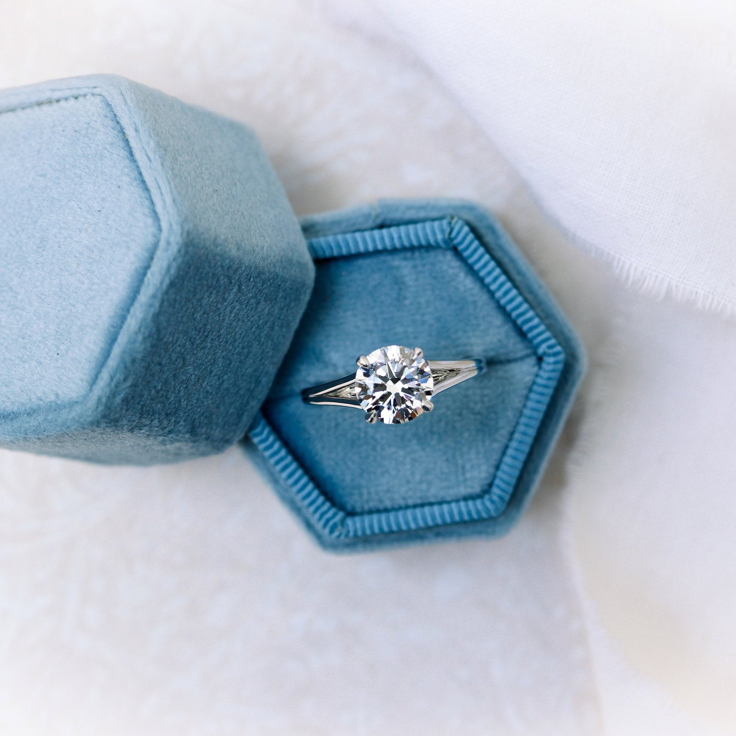 1.50ct Round Cut Moissanite Diamond Split Shank Solitaire Engagement Ring