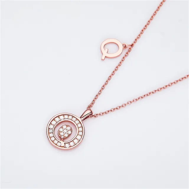 \ Q \" Letter Moissanite Diamond Necklace for Women"