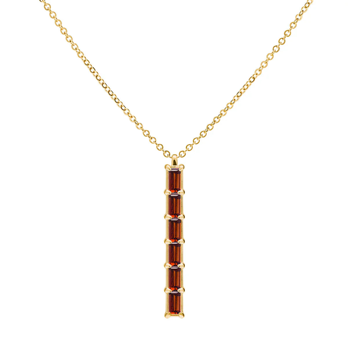 1.0 TCW Baguette Cut Red Garnet Moissanite Necklace-January Birthstone