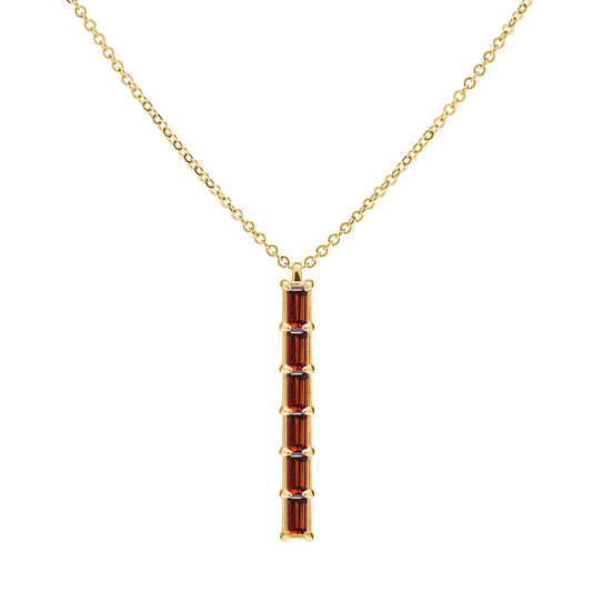 1.0 TCW Baguette Cut Red Garnet Moissanite Necklace-January Birthstone