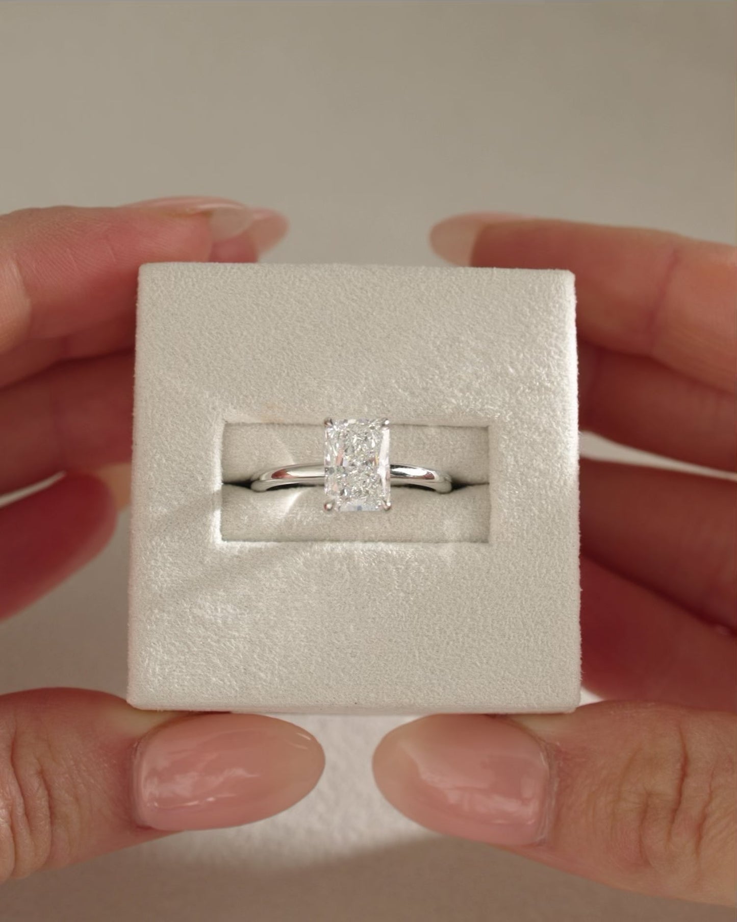 1.0 CT Radiant Cut Solitaire Moissanite Engagement Ring