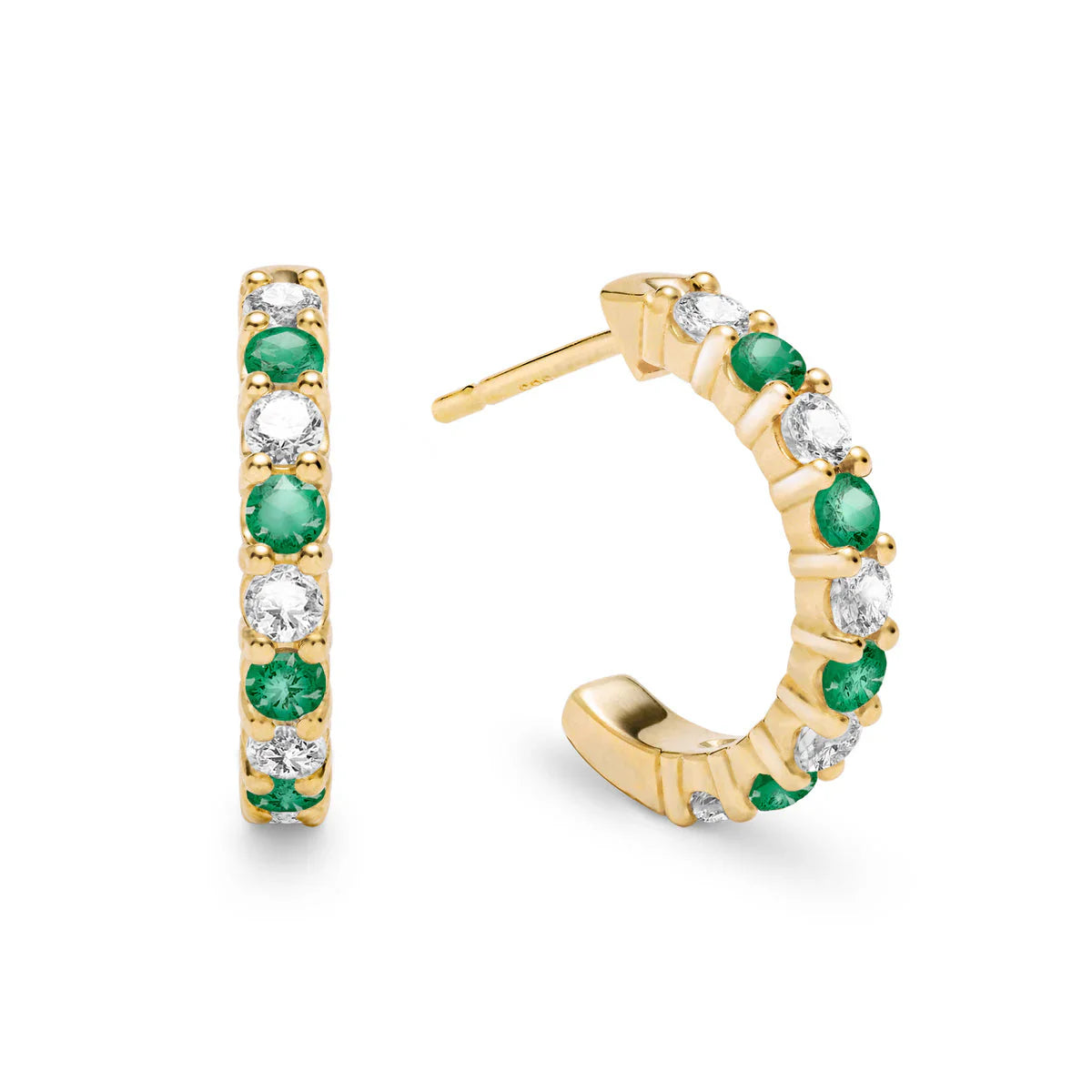 1.08TCW Round Cut Emerald Moissanite May Birthstone Hoop Earrings