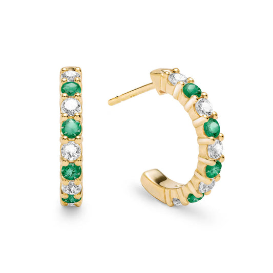 1.08TCW Round Cut Emerald Moissanite May Birthstone Hoop Earrings