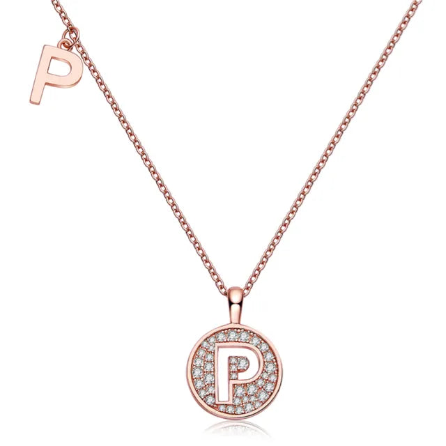\ P \" Letter Moissanite Diamond Necklace for Women"