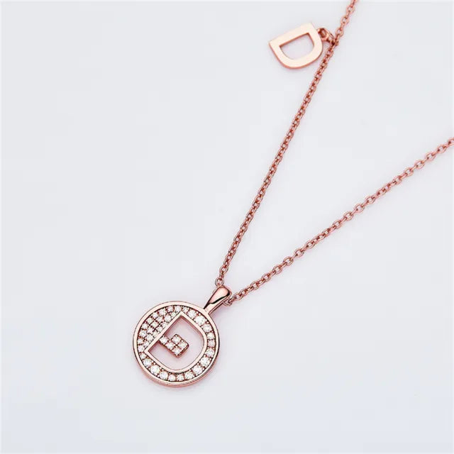 \ D \" Letter Moissanite Diamond Necklace for Women"