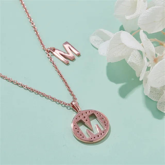 \ M \" Letter Moissanite Diamond Necklace for Women"