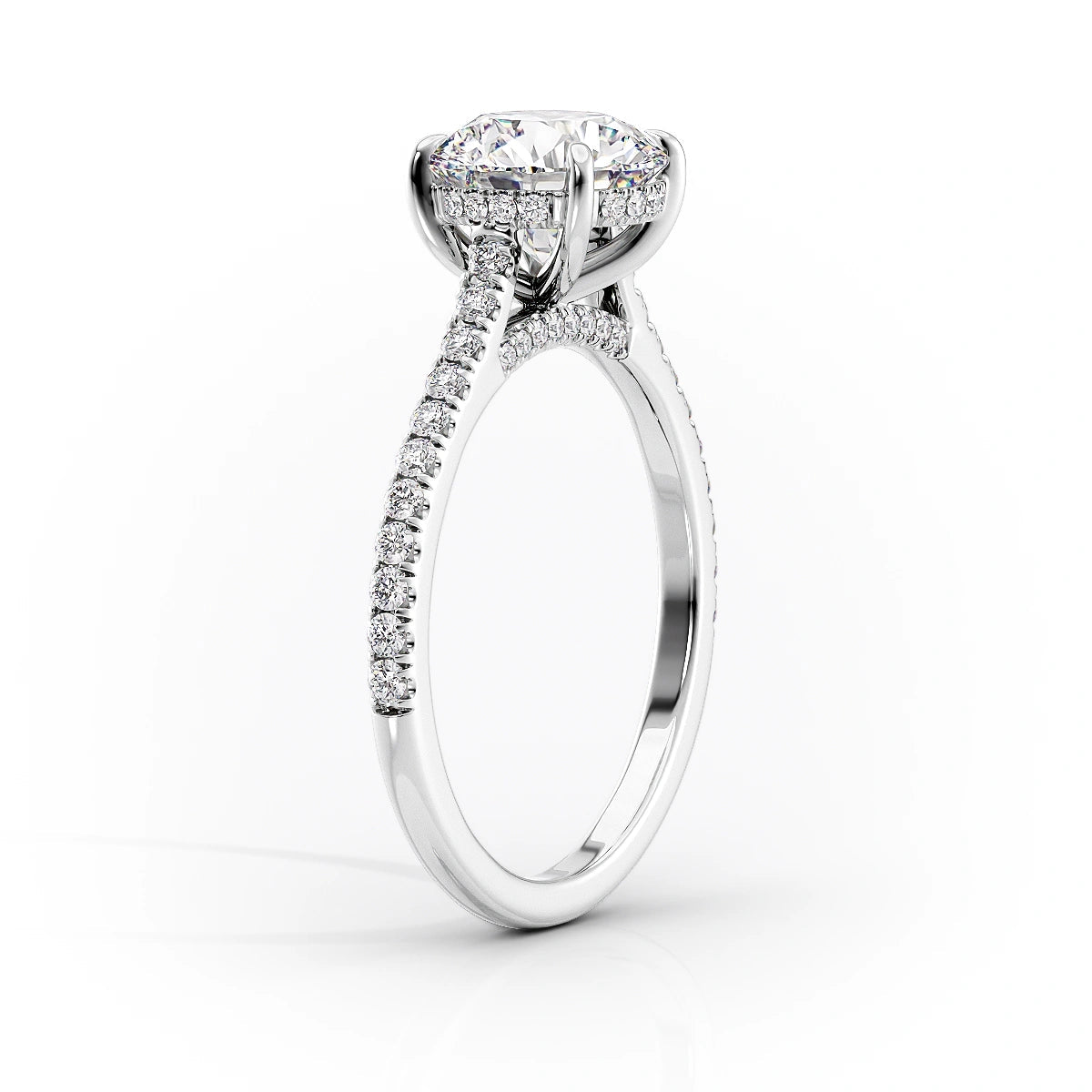 2.50 CT Oval Moissanite Hidden Halo Pave Setting Engagement Ring