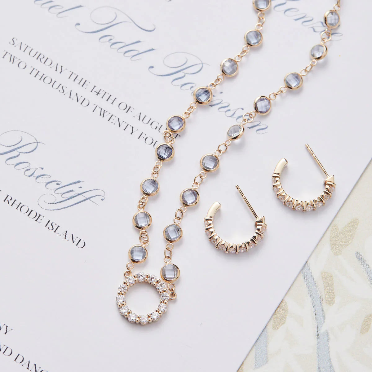 10.18TCW Round Open Circle Moissanite March Birthstone Necklace
