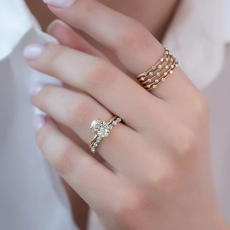 Marquise and Round Cut Half Eternity Wedding Band - Ready to Ship