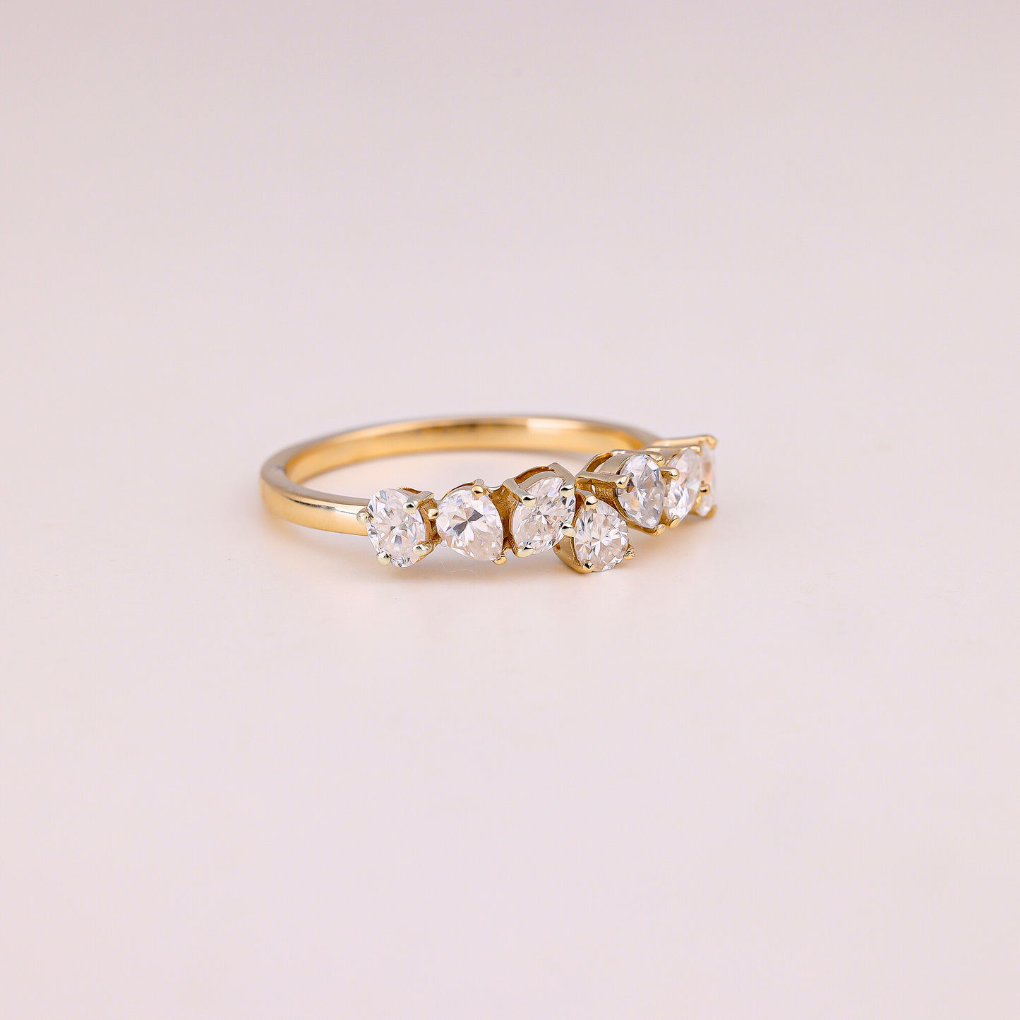 Pear & Oval Cut Half Eternity Moissanite Wedding Band - Ready to Ship