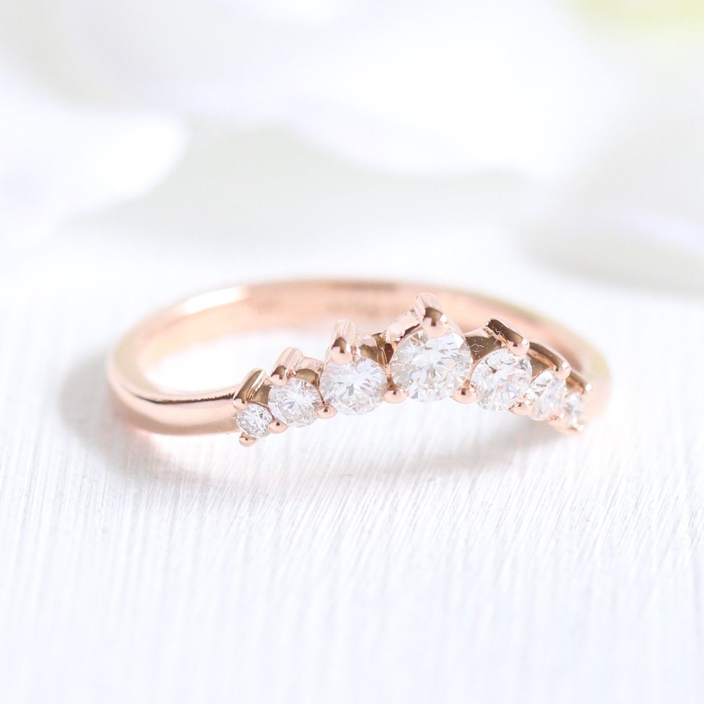 Pear Cut Moissanite Ring With Curve Diamond Band