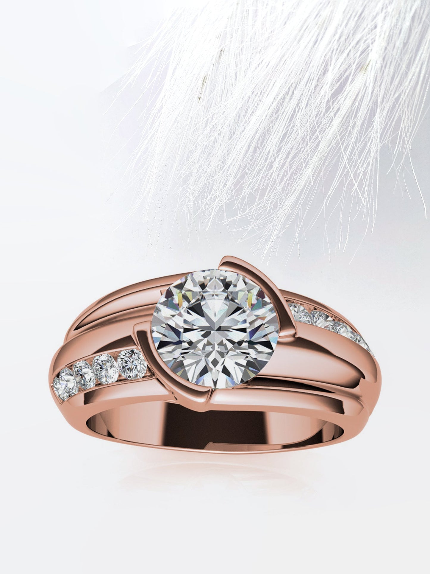 Round Cut Channel Moissanite Men's Diamond Wedding Band