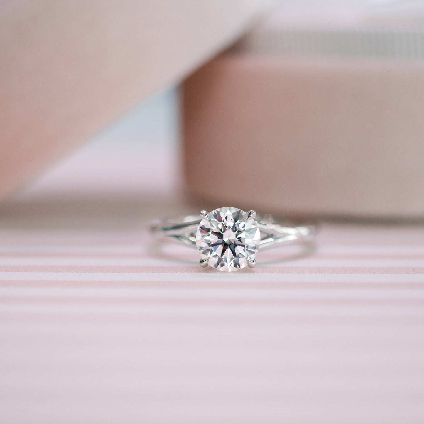 1.50ct Round Cut Moissanite Diamond Split Shank Solitaire Engagement Ring
