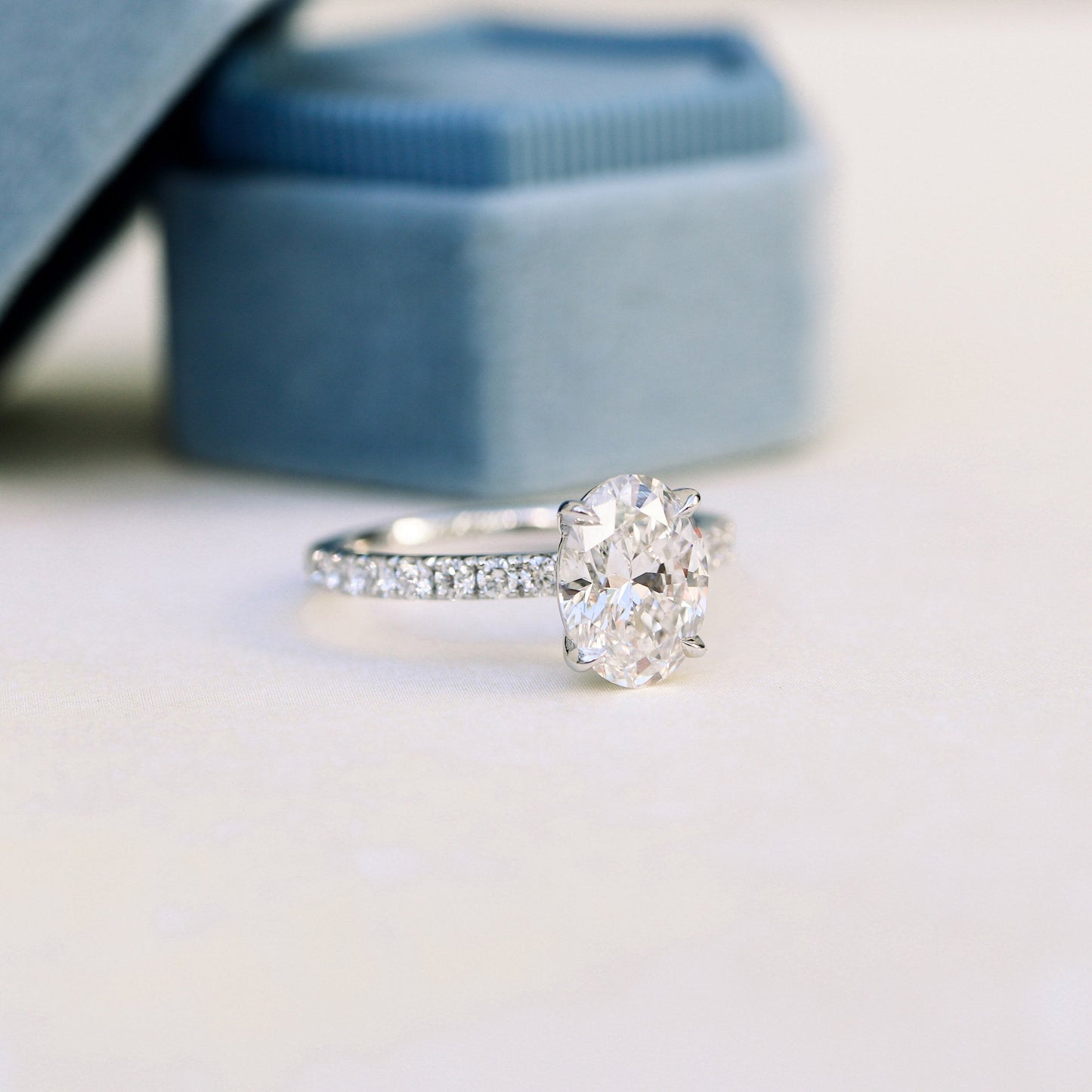 2.25CT Oval Cut Moissanite Pave Diamond Engagement Ring