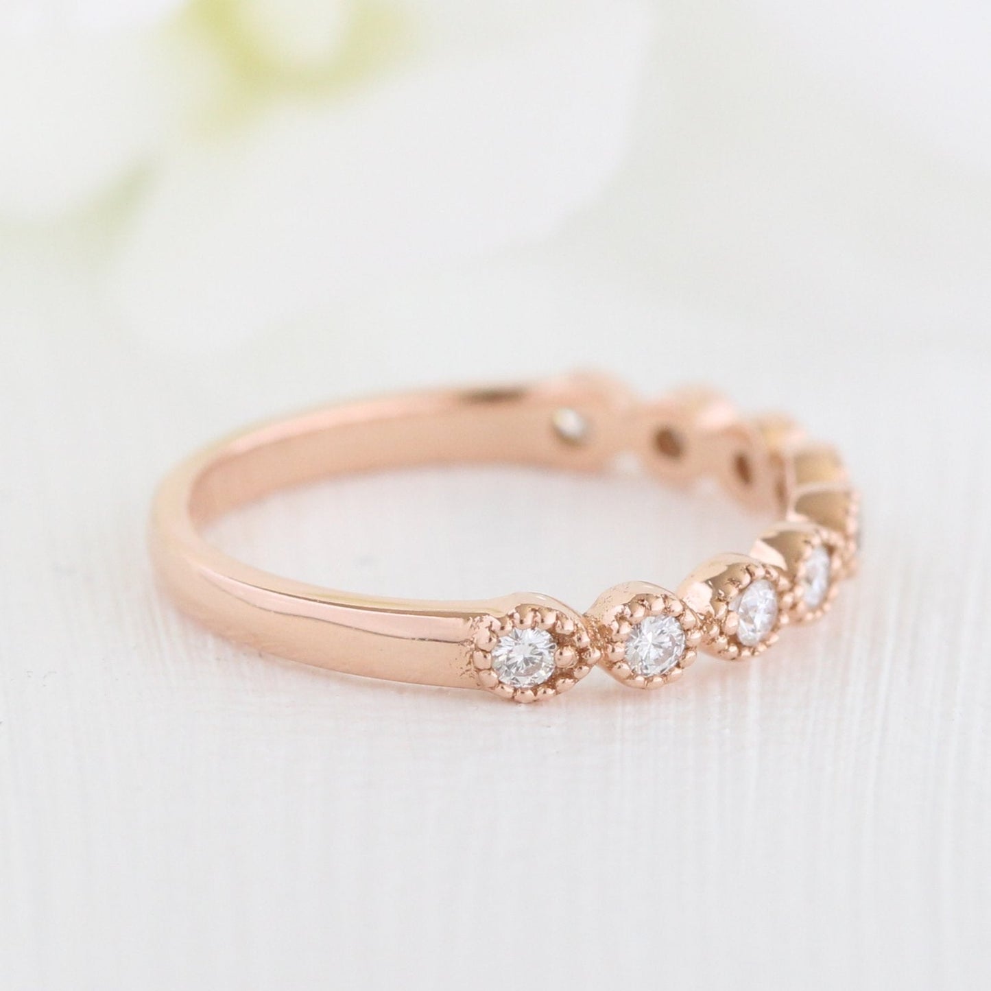 Round Cut Moissanite Ring With Diamond Band