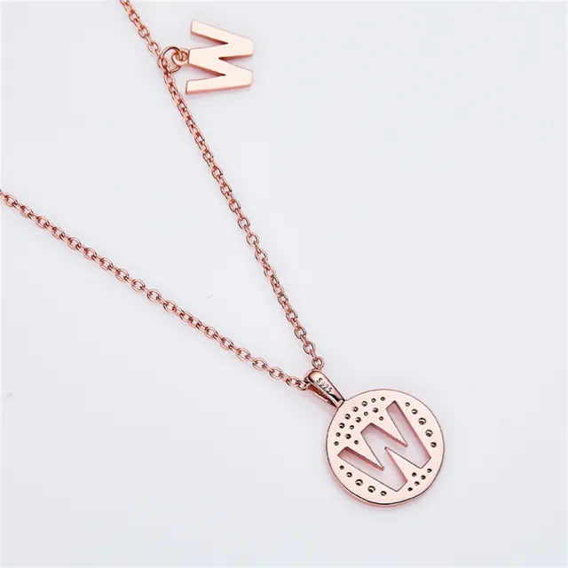 \ W \" Letter Moissanite Diamond Necklace for Women"