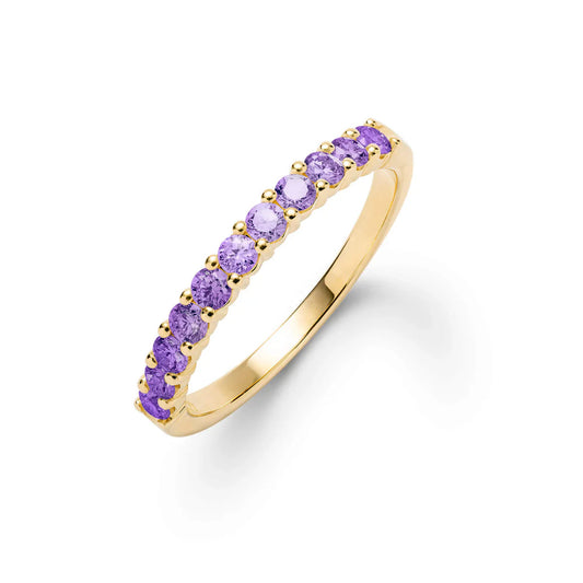 1.32TCW Round Amethyst Moissanite February Birthstone Wedding Band