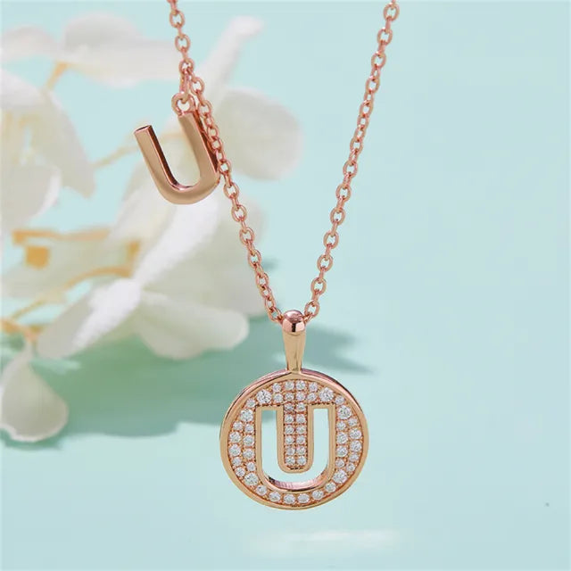 \ U \" Letter Moissanite Diamond Necklace for Women"
