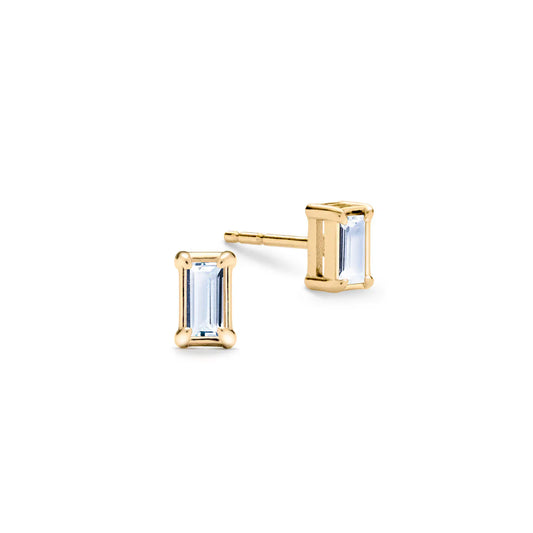 0.28 TCW Baguette Aquamarine Moissanite March Birthstone Stud Earrings