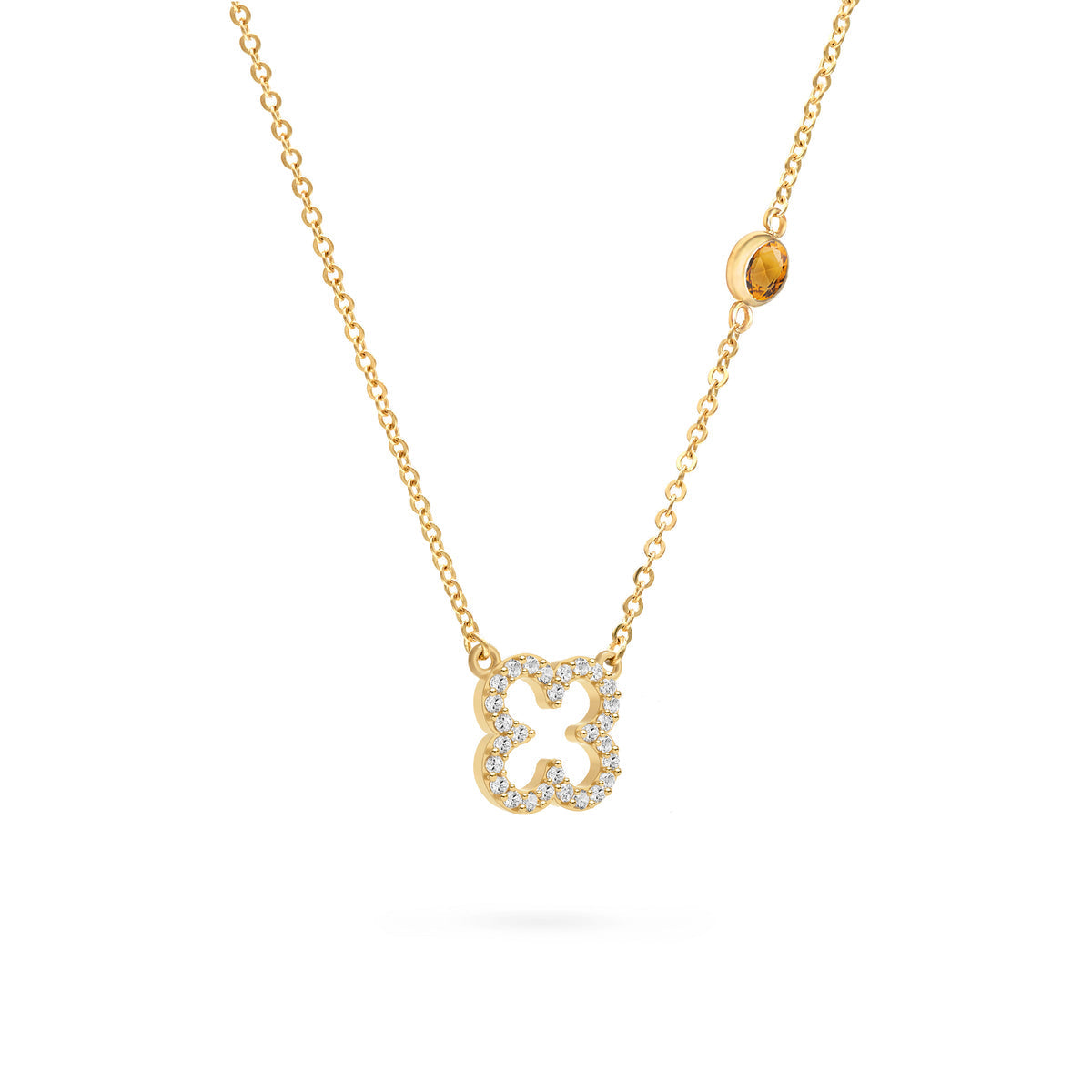 1.93TCW Round Open Floral Moissanite November Birthstone Necklace