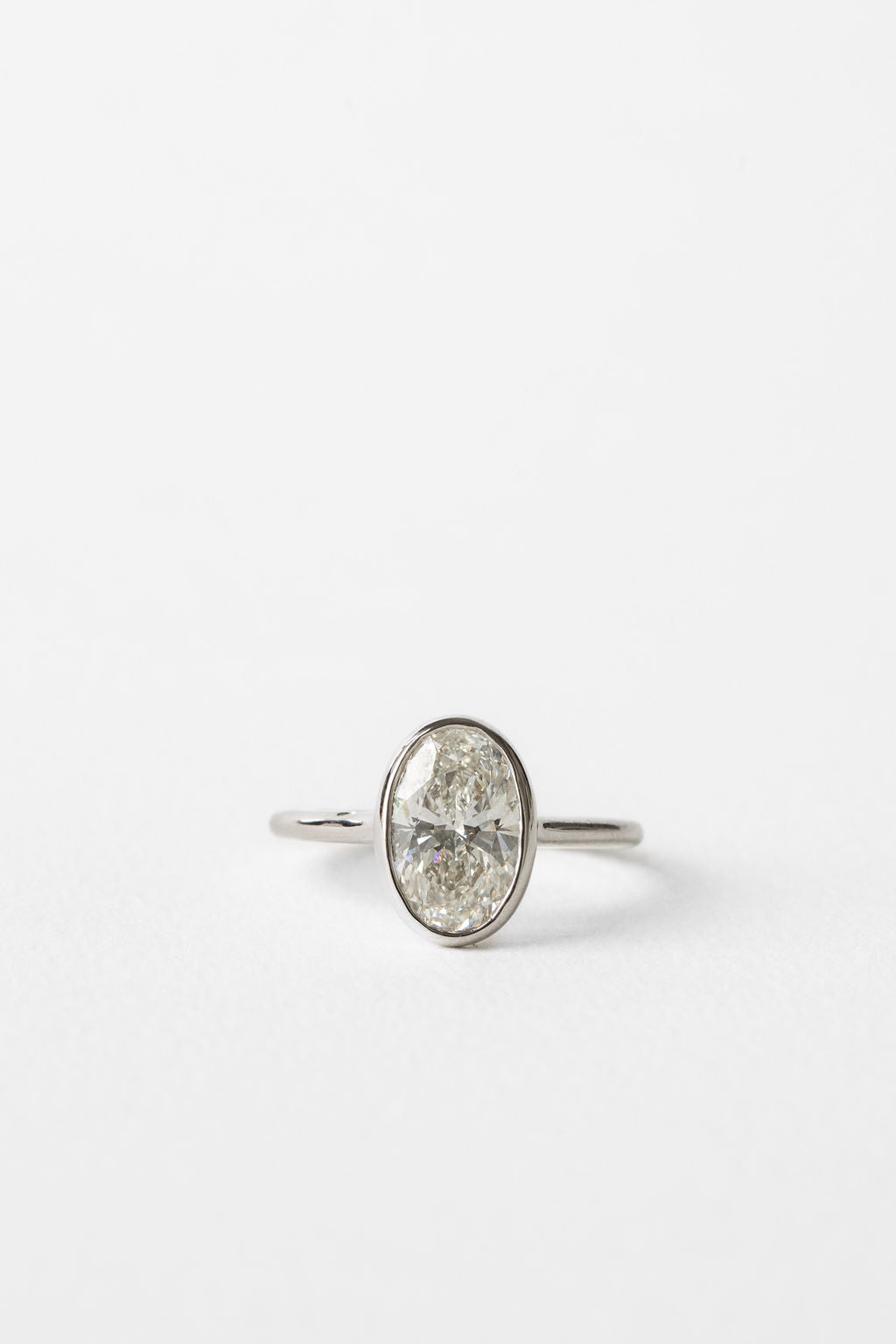 2.10 CT Oval Moissanite Bezel Solitaire Engagement Ring