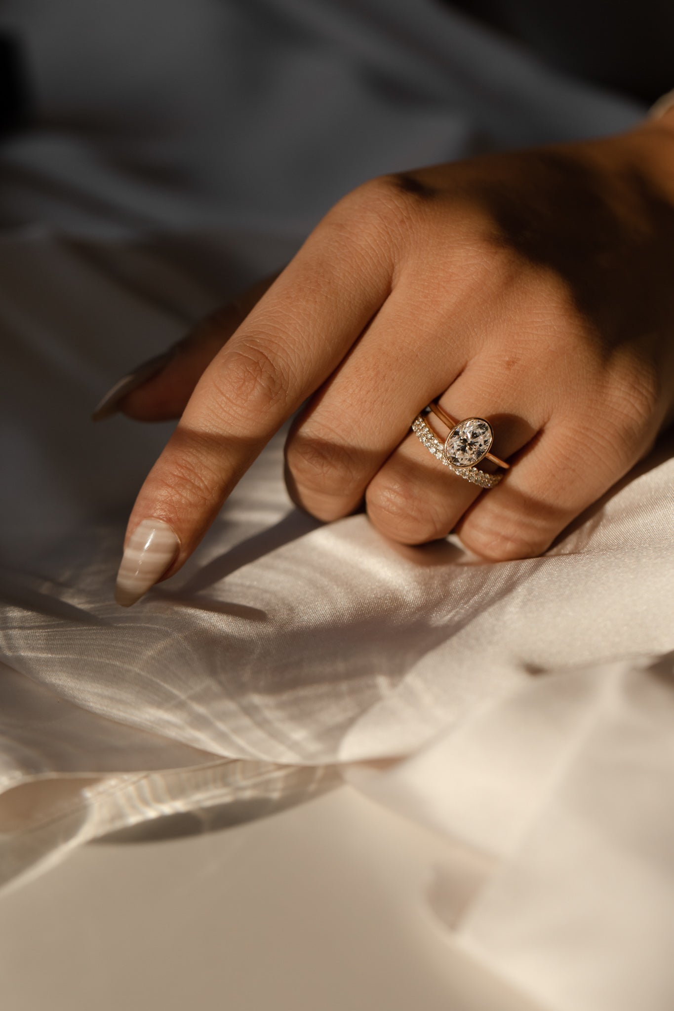 2.10 CT Oval Moissanite Bezel Solitaire Engagement Ring