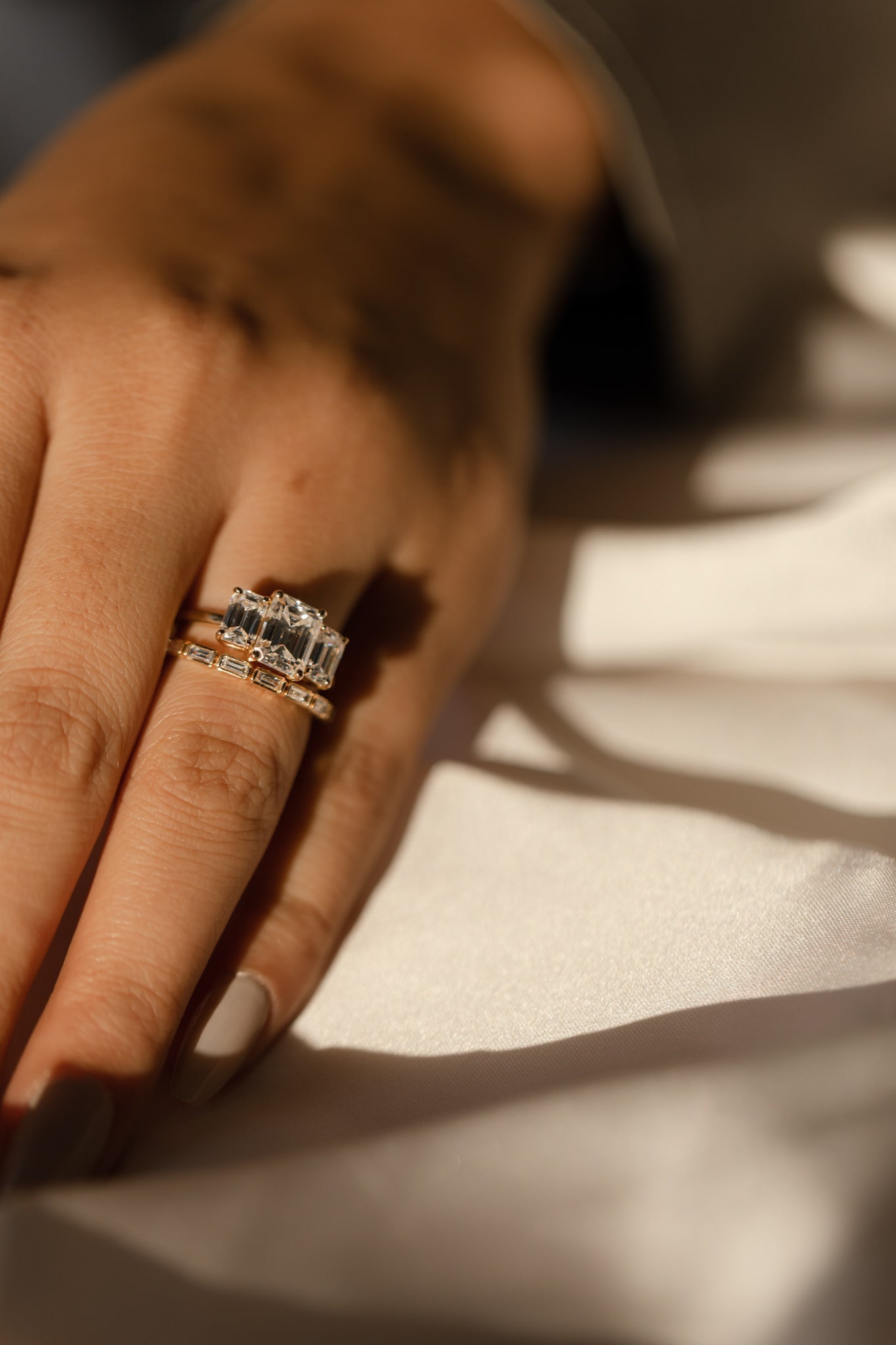0.27 TCW Baguette Moissanite Bar Setting Wedding Band