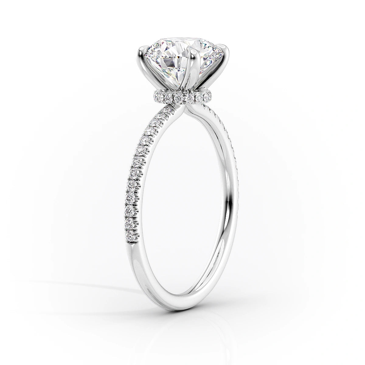 3.0 CT Oval Moissanite Hidden Halo Pave Setting Engagement Ring