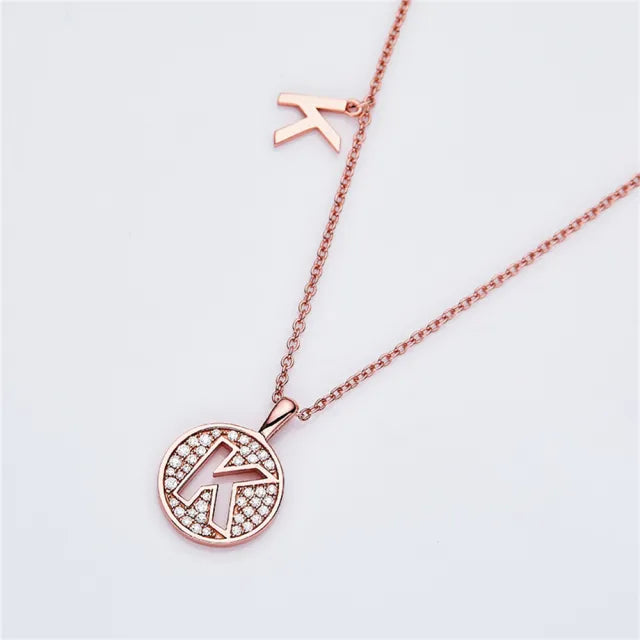 \ K \" Letter Moissanite Diamond Necklace for Women"