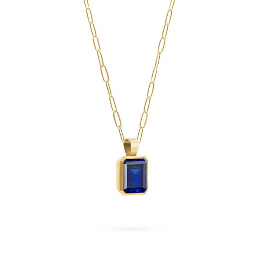 4.0CT Emerald Sapphire Moissanite September Birthstone Pendant Necklace