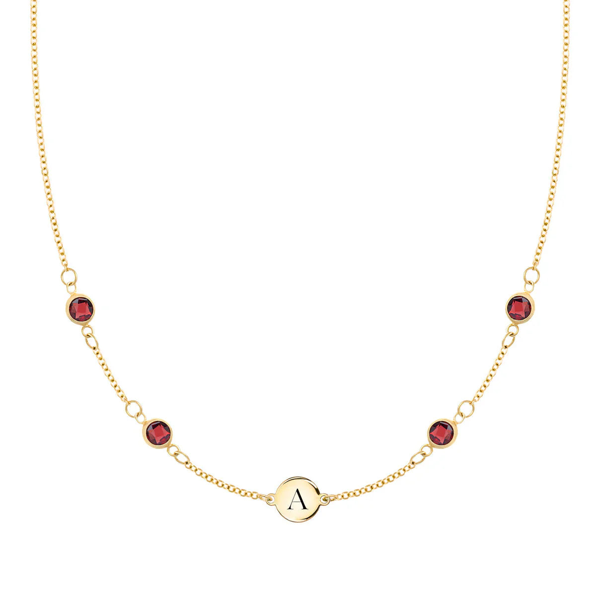 1.0 TCW Round Cut Customised Moissanite January Birthstone Necklace