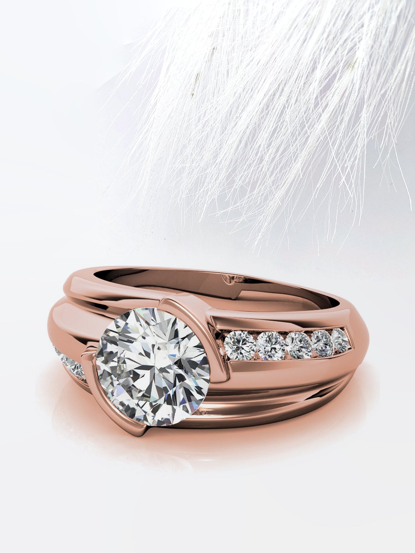 Round Cut Channel Moissanite Men's Diamond Wedding Band