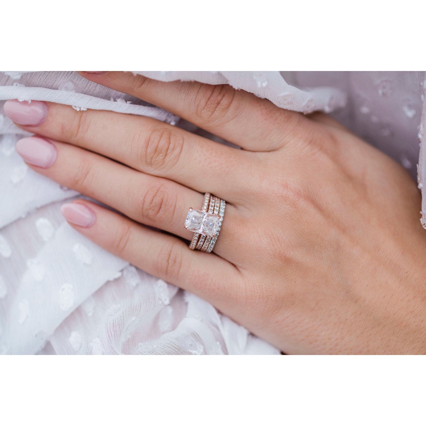 3.55CT Radiant Cut Hidden Halo Moissanite Diamond Engagement Ring